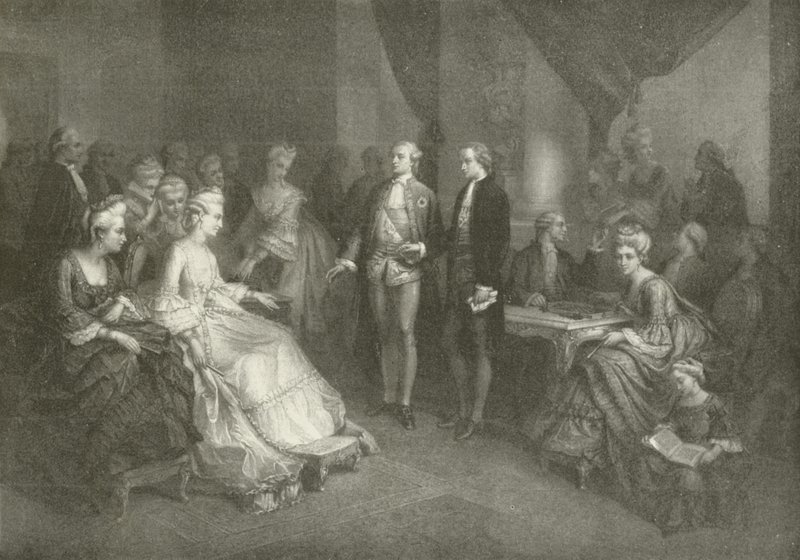 Schiller presentato alla Principessa di Sassonia-Weimar (incisione) da American School