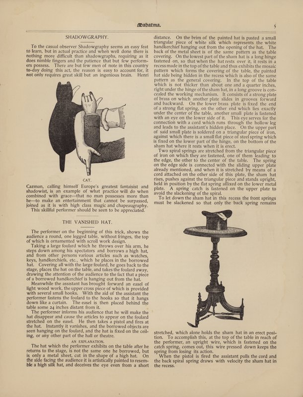Ombrografia, Il gatto, Il cappello scomparso da American School