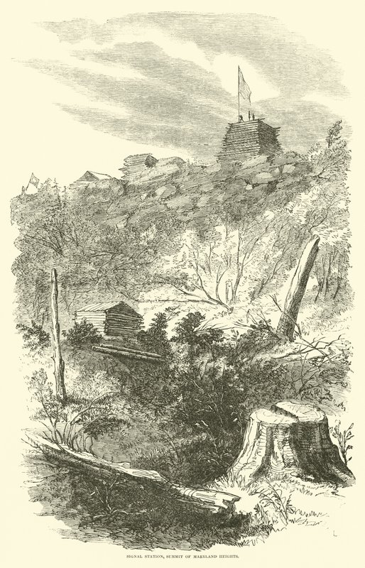 Stazione di segnalazione, cima di Maryland Heights, settembre 1862 da American School