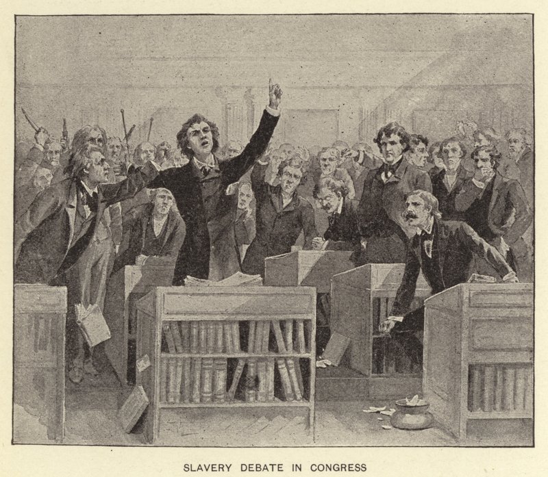 Dibattito sulla schiavitù al Congresso (litografia) da American School