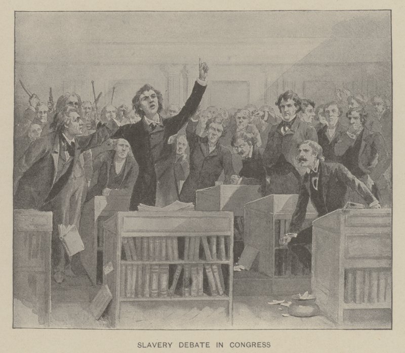 Dibattito sulla schiavitù al Congresso (litografia) da American School