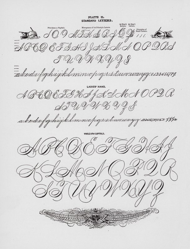 Lettere Standard; Mano delle Signore; Lettere Maiuscole (incisione) da American School