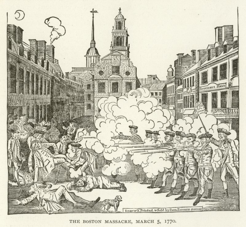 Il massacro di Boston, 5 marzo 1770 da American School
