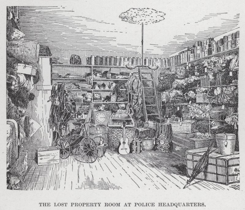 La stanza degli oggetti smarriti alla sede della polizia (litografia) da American School