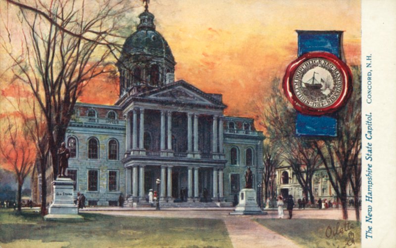 Il Campidoglio dello Stato del New Hampshire, Concord, New Hampshire (litografia a colori) da American School