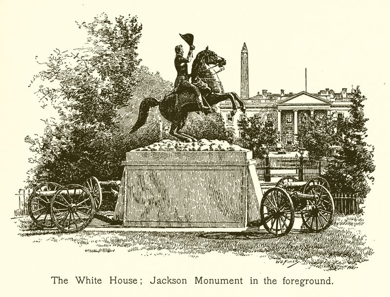 La Casa Bianca; Monumento a Jackson in primo piano da American School