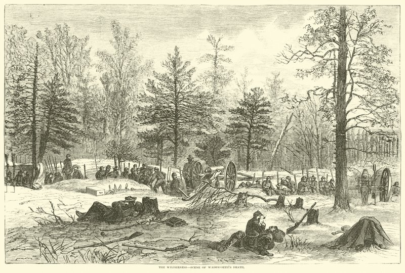 Il Wilderness, scena della morte di Wadsworth, maggio 1864 da American School