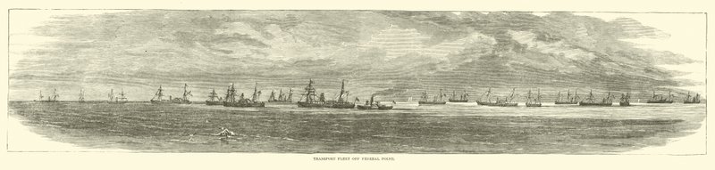 Flotta di trasporto al largo di Federal Point, dicembre 1864 da American School
