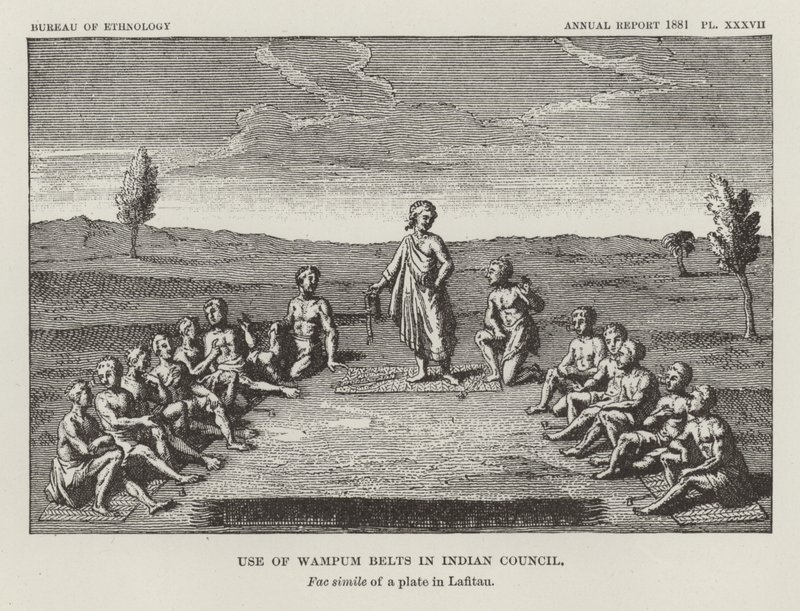 Uso delle cinture di Wampum nel Consiglio Indiano da American School