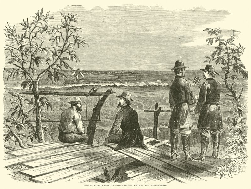 Vista di Atlanta dalla stazione di segnalazione a nord del Chattahoochee, luglio 1864 da American School