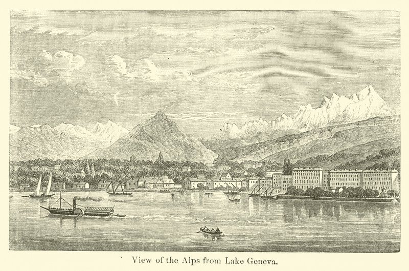 Vista delle Alpi dal Lago di Ginevra da American School