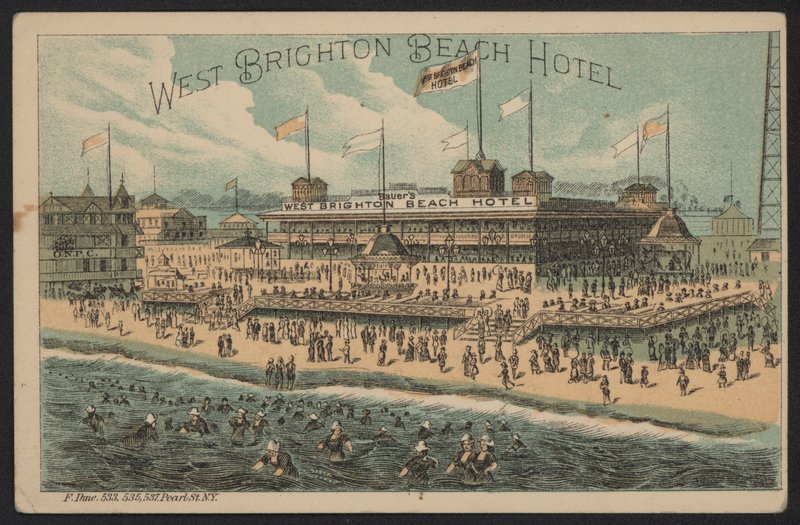 West Brighton Beach Hotel, USA (incisione colorata) da American School