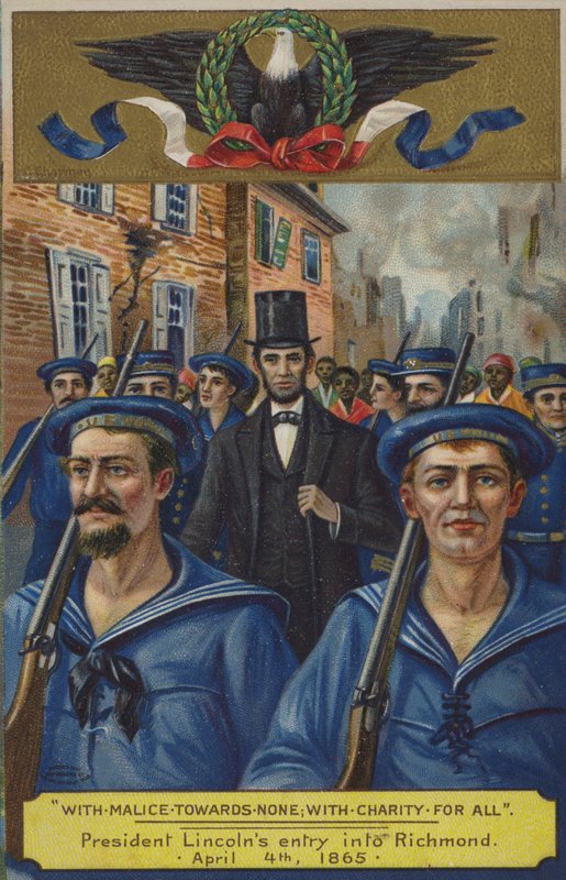 Con malizia verso nessuno; con carità per tutti. Entrata del Presidente Lincoln a Richmond, 4 aprile 1865 da American School