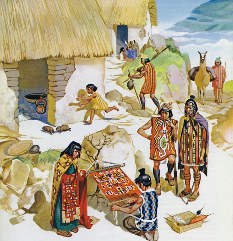 Casa in Perù, 100 circa (litografia a colori) da Angus McBride
