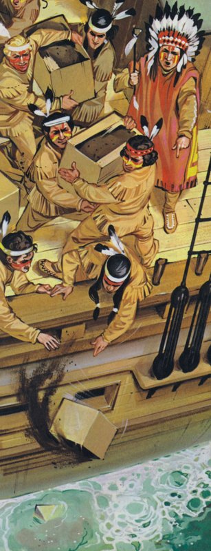 Il Boston Tea Party (litografia a colori) da Angus McBride