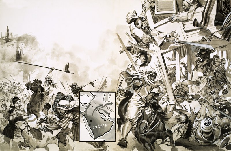 La battaglia tra Scarcens e Mori nel 635 da Angus McBride