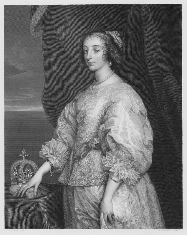 Regina Enrichetta Maria, dal quadro nella Collezione Reale (incisione) da Anthony van (after) Dyck