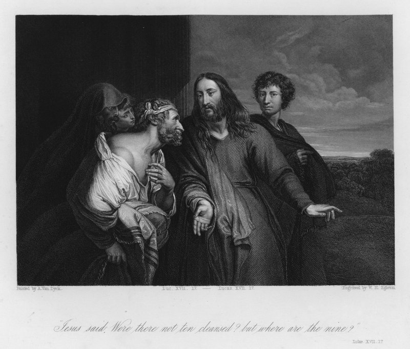 Il lebbroso che glorifica Dio, Luca XVII da Anthony van (after) Dyck