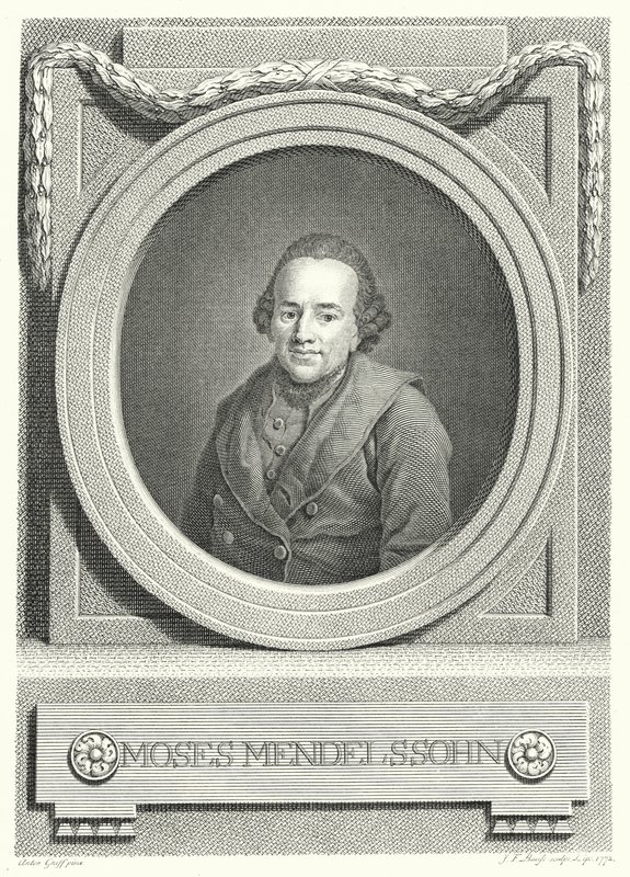 Moses Mendelssohn, filosofo ebreo tedesco (incisione) da Anton (after) Graff