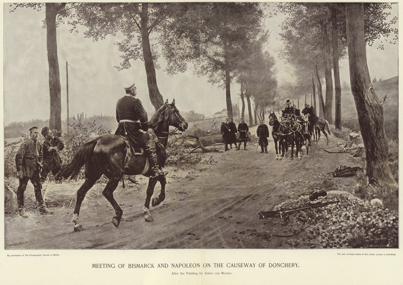 Incontro tra Bismarck e Napoleone sulla strada rialzata di Donchery da Anton Alexander von Werner