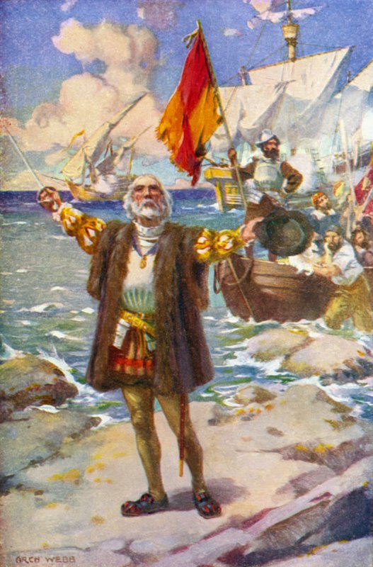 Lo sbarco di Colombo da Archibald Bertram (after) Webb