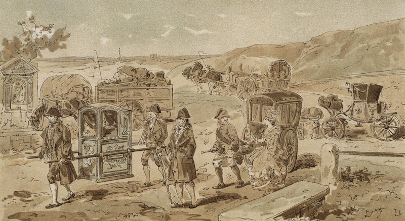 Sedia a portantina, carro pesante, vinaigrette e coupé, Paesi Bassi austriaci, XVIII secolo da Armand Jean Heins