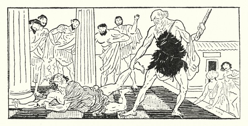 Ulisse trascina Irus fuori dalla sala da Armand Joseph Bonamy