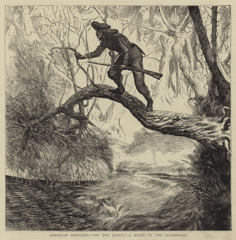 Schizzi americani, in perlustrazione, una scena nei boschi da Arthur Boyd Houghton