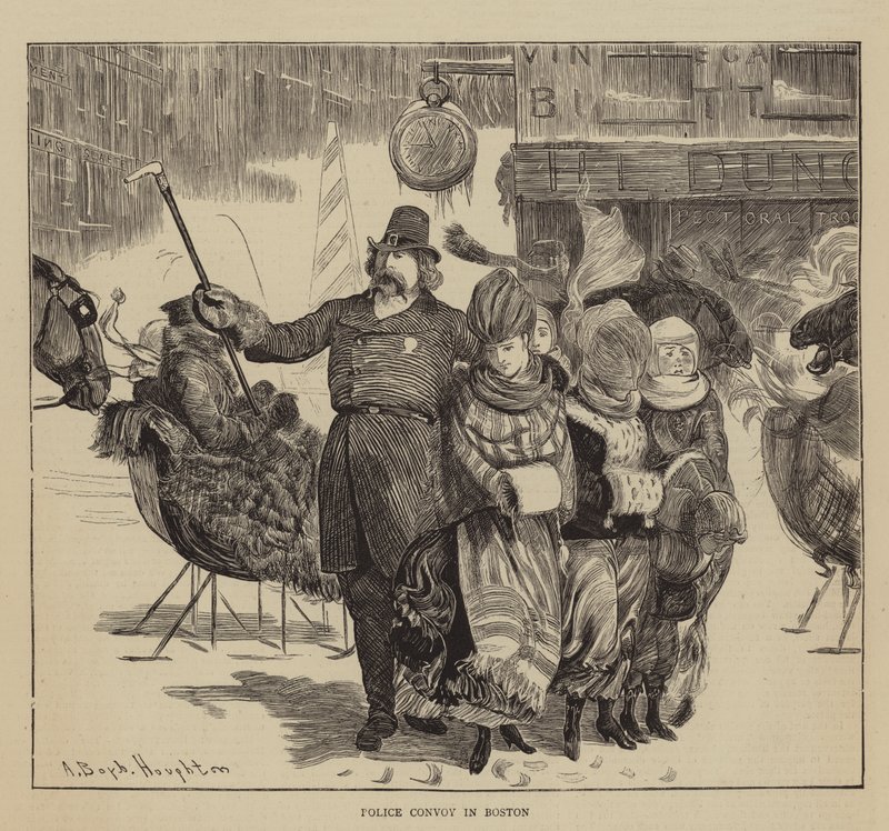 America Grafica, gli Shakers, Convoglio di Polizia a Boston da Arthur Boyd Houghton