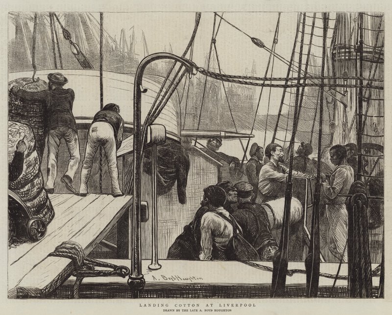 Scarico del cotone a Liverpool da Arthur Boyd Houghton