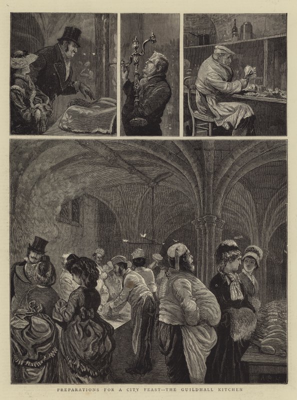 Preparativi per una festa cittadina, la cucina della Guildhall da Arthur Boyd Houghton