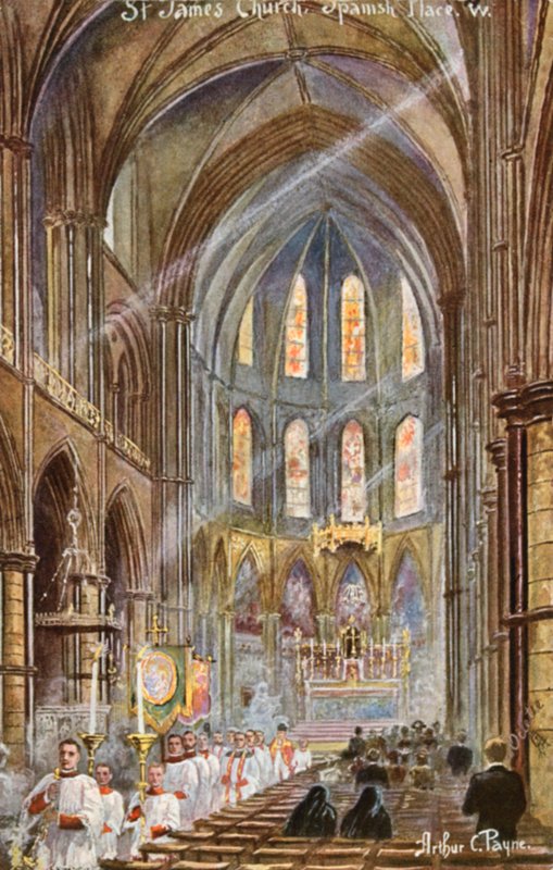 San Giacomo, Spanish Place, Londra (litografia a colori) da Arthur Charles (after) Payne