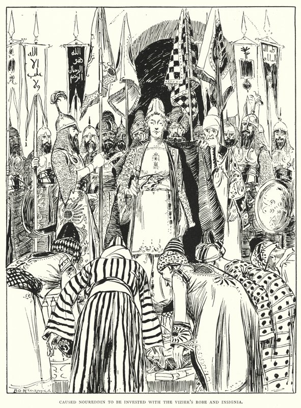 Fece investire Noureddin con la veste e le insegne del visir da Arthur David McCormick