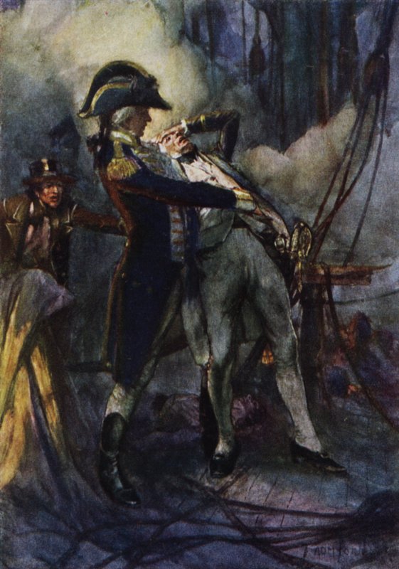 Nelson gravemente ferito al Nilo, il capitano Berry lo afferra mentre cade da Arthur David McCormick