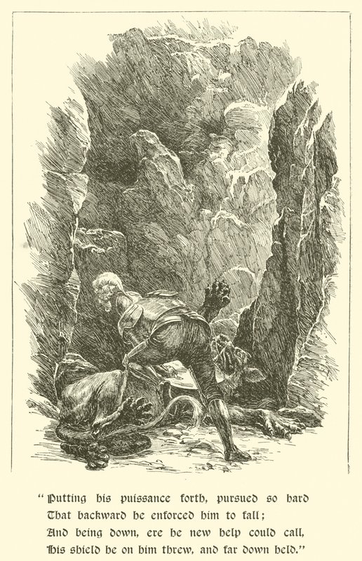 Sir Calidore, cavaliere della cortesia, bestia con mille lingue (incisione) da Arthur George Walker