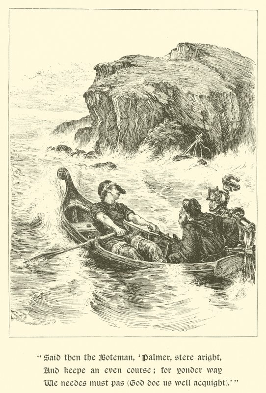 Sir Guyon, La Roccia del Rimprovero (incisione) da Arthur George Walker