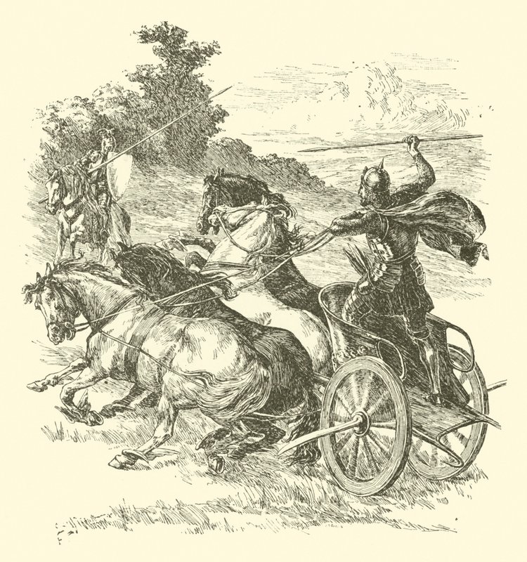 Le avventure di Sir Artegall, i cavalli del sultano (incisione) da Arthur George Walker