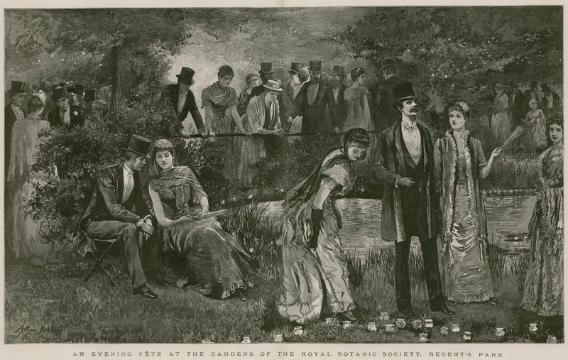 Una festa serale nei giardini della Royal Botanic Society, Regent
