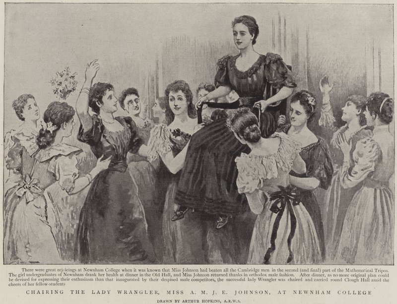 Portare in trionfo la Lady Wrangler, Miss A M J E Johnson, al Newnham College, Cambridge da Arthur Hopkins
