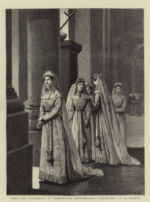Roma, la Processione delle Ammantate (Candidate Matrimoniali) a San Pietro da Arthur Hopkins