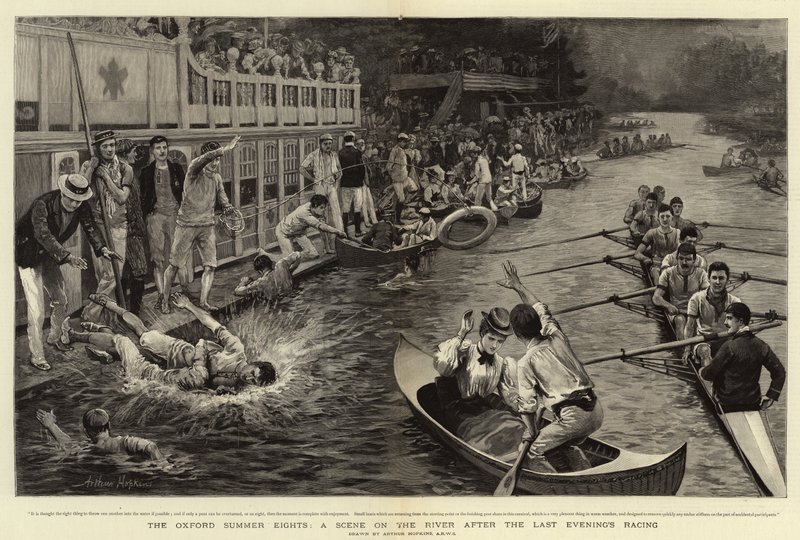 Gli Oxford Summer Eights, una scena sul fiume dopo l