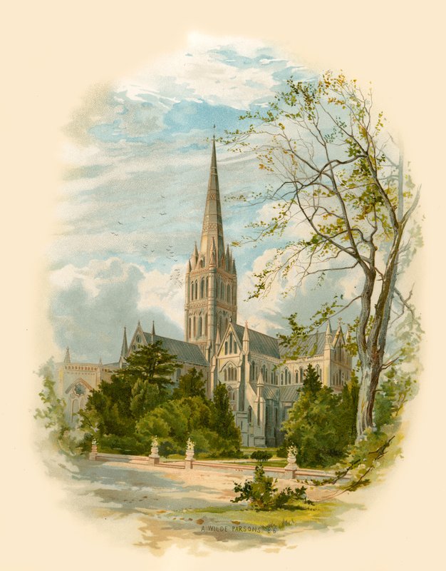 Cattedrale di Salisbury, dal Palazzo del Vescovo da Arthur Wilde Parsons