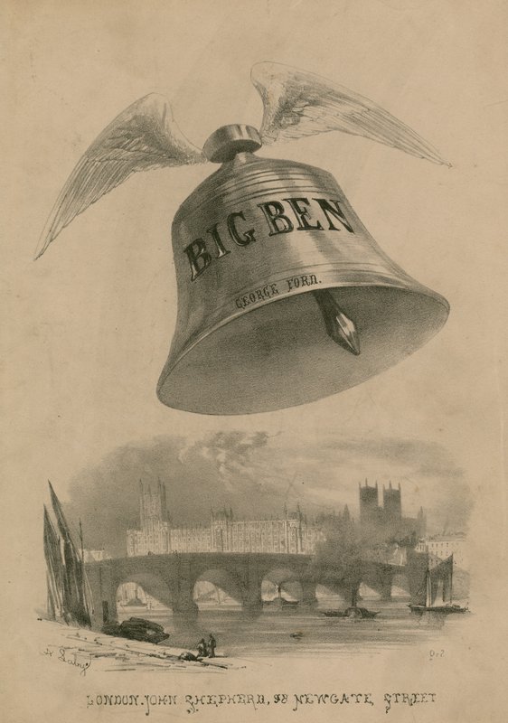 Big Ben con ali che vola sopra Londra da Auguste Francois Laby