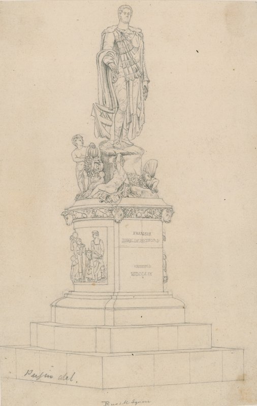 Statua di Frances, Duca di Bedford, in Russell Square, Londra da Augustus Charles Pugin