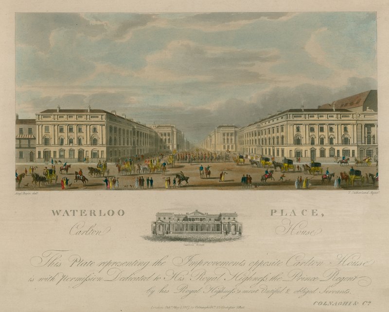 Waterloo Place, Carlton House, Londra da Augustus Charles Pugin