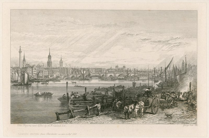 Costruzione del nuovo London Bridge da Augustus Wall Callcott