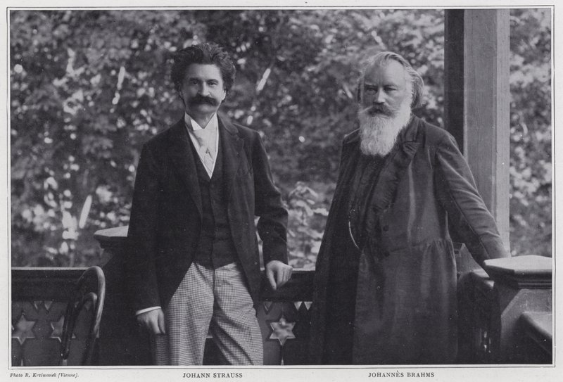 Compositori Johann Strauss il Giovane e Johannes Brahms, Vienna da Austrian Photographer