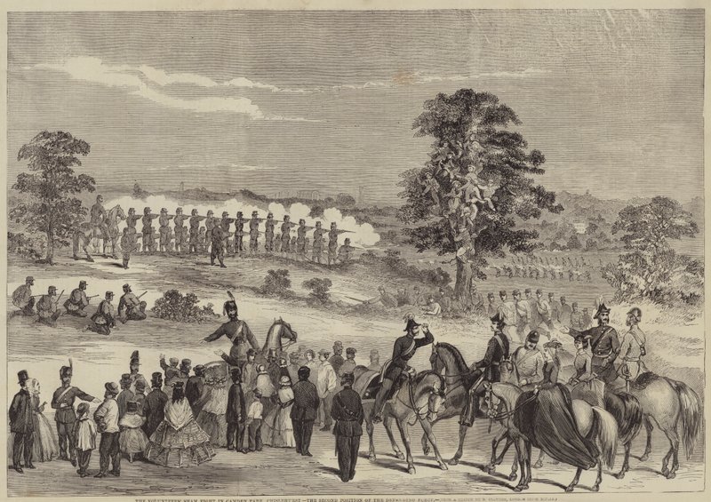 La finta battaglia dei volontari a Camden Park, Chislehurst, la seconda posizione della forza difensiva da B. Clayton