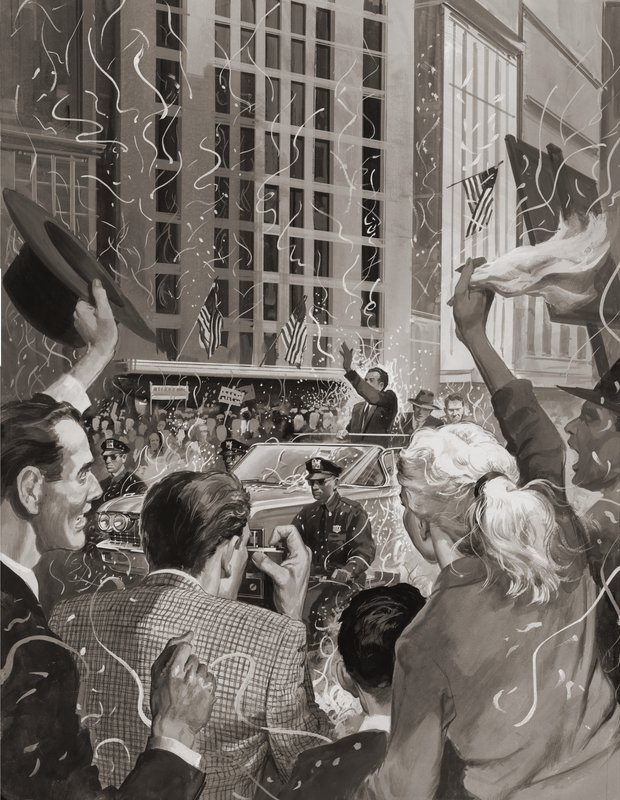 Richard Nixon eletto Presidente degli Stati Uniti (gouache su carta) da Barrie Linklater