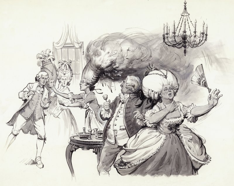 Parrucche accese (gouache su carta) da Barrie Linklater